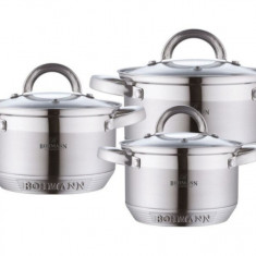 Set oale inox cu capac, Bohmann, 6 piese, 2.1L/2.9L/3.9L