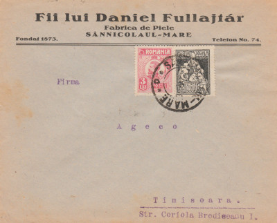 1926 Romania, Plic antet Fabrica de Piele FULLAJTAR Sannicolau Mare la Timisoara foto