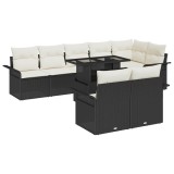 Cumpara ieftin Set de canapele pentru grădină cu pernă 9 pcs Negru Rattan poli