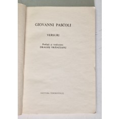 GIOVANNI PASCOLI - VERSURI , COLECTIA &#039; CELE MAI FRUMOASE POEZII &#039; NR. 101, 1968