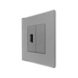 Cumpara ieftin Priza HDMI Luxion gri cu rama din sticla, design elegant