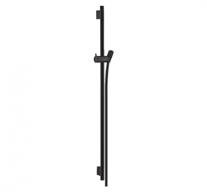 Bara de dus Hansgrohe Unica S Puro, 90 cm cu furtun de dus, negru mat, 28631670 - RESIGILAT