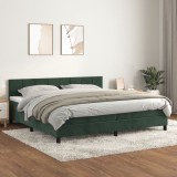 VidaXL Pat box spring cu saltea, verde &icirc;nchis, 200x200 cm, catifea