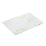 Tocator din sticla cu model marmura cu nuante aurii si picioruse din silicon Shopiens&reg;, 40 x 30 cm