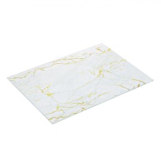 Tocator din sticla cu model marmura cu nuante aurii si picioruse din silicon Shopiens&amp;reg;, 40 x 30 cm foto