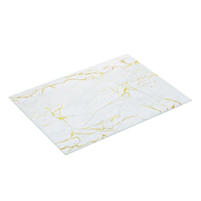 Tocator din sticla cu model marmura cu nuante aurii si picioruse din silicon Shopiens&amp;reg;, 40 x 30 cm foto