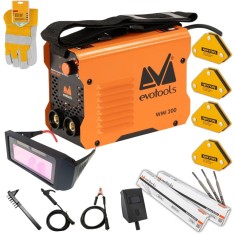 *PACHET* Aparat de Sudura Tip Invertor WMI 200, anti-stick, 2.8kg, 2.5-3.2mm, + x2 pachet electrozi + ochelari sudura automati, manusi palmare din pie