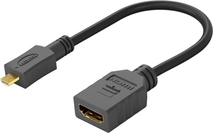 Cablu adaptor micro HDMI tata - HDMI mama 15cm v2.0 4K 60Hz 2160p GoPro Raspberry Pi Goobay 58683