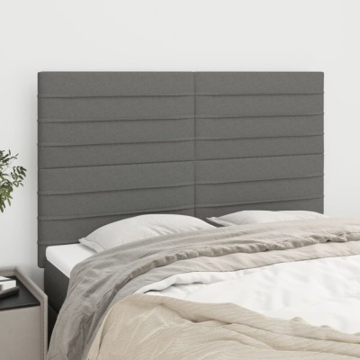 vidaXL Tăblii de pat, 4 buc, gri &amp;icirc;nchis, 72x5x78/88 cm, textil foto