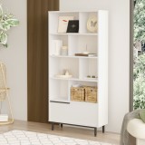 Raft carti Fajaarire 175,5x84x29,5cm PAL metal alb [en.casa] HausGarden Leisure