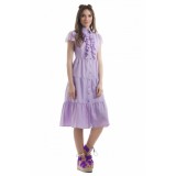 Rochie midi tp camasa, cu maneca scurta din dantela