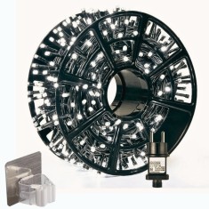 Instalatie Luminoasa LED 100M + Suport Autoadeziv 8x8 cm, 8 Jocuri de Lumini, Impermeabila IP44, Alb cald, 100 m