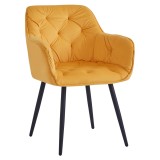 Cumpara ieftin Fotoliu de design catifea galbena metal negru Fedris 61.5x59,5x80 cm