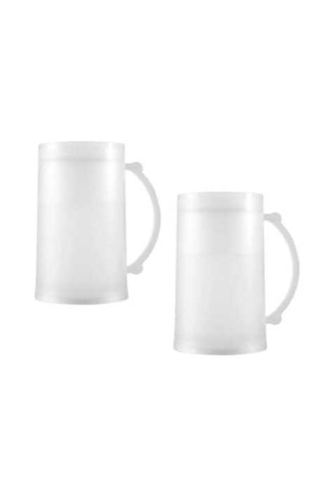 Set de 2 halbe de bere pentru congelator, 450 ml, pereți dubli cu lichid pentru băuturi reci