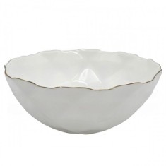 Set 6 Boluri Salata Opal Infinity Alb cu Margini Aurii 15cm DNC63274 foto