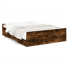 vidaXL Cadru pat cu sertare stejar fumuriu 120x200 cm lemn prelucrat 3280304