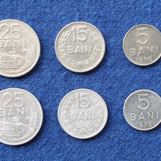 Lot 6 monede perioada comunista valorile de 5,15 si 25 Bani din Aluminiu & nikel