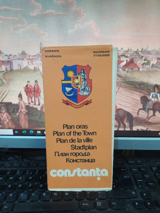 Rom&acirc;nia, Constanța, Plan oraș, hartă și text &icirc;n 4 limbi, Publiturism 1978, 109