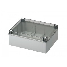 Doza aplicata transparenta 240x190x90mm IP56 pentru distributie jonctiune ABS rezistenta UV fara presetupe margini netede