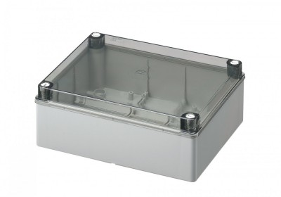 Doza aplicata transparenta 240x190x90mm IP56 pentru distributie jonctiune ABS rezistenta UV fara presetupe margini netede foto