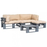 vidaXL Set mobilier de grădină din paleți perne nisipii 4 piese lemn 275311