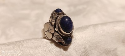 argint INEL REGLABIL cu locas OTRAVA POISSON ornat SPLENDID cu LAPIS LAZULI de COLECTIE UNIC VECHI foto