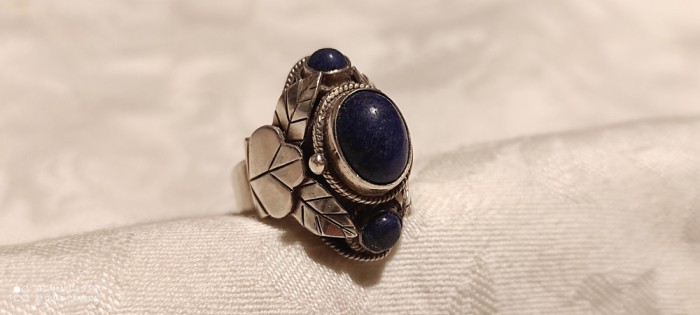 argint INEL REGLABIL cu locas OTRAVA POISSON ornat SPLENDID cu LAPIS LAZULI de COLECTIE UNIC VECHI