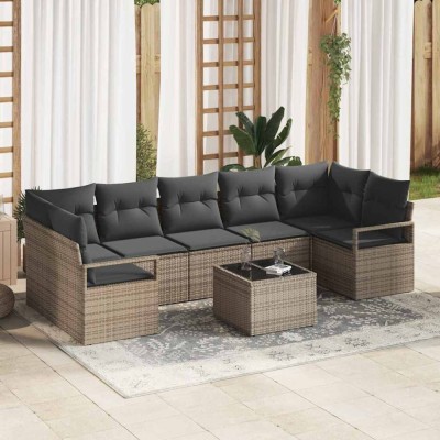 vidaXL Set de canapele pentru grădină 8 pcs Gri 55 x 55 x 37 cm foto