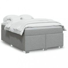 vidaXL Pat box spring cu saltea, gri deschis, 140x190 cm, textil 3285130