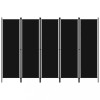 Paravan Camera 5 Panouri Negru 250x180cm Separator Decorativ Interior Pliabil