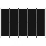 VidaXL Paravan de cameră cu 5 panouri, negru, 250 x 180 cm