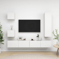 vidaXL Set dulapuri TV, 5 piese, alb, lemn prelucrat 3078697