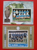 AJMAN, FOTBAL - COLIȚE IMPERF.MNH, Nestampilat