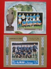 AJMAN, FOTBAL - COLIȚE IMPERF.MNH