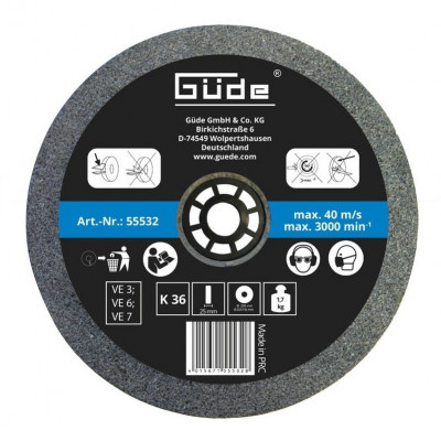 Disc abraziv pentru polizor de banc Gude 55532, O200x25x32 mm, granulatie K36 foto