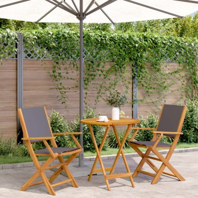 Gossi set mobilier bistro, 3 piese, textil antracit/lemn masiv foto