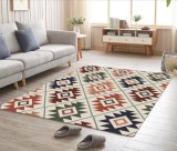 Covor pentru living, model romburi colorate