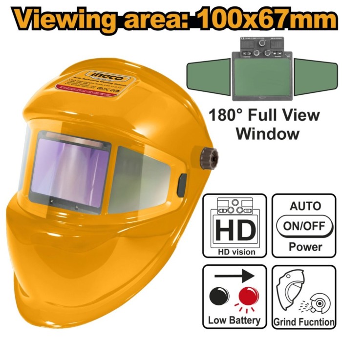 Masca sudura automata cu autointuneric, din4, alarma, pentru protectie la sudura - Ingco AHM006