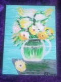 TABLOU PE PANZA CU SASIU NOU 30X40 CM FLORI PRET DOAR 20 LEI