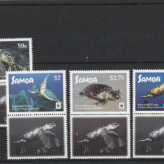 Samoa 2016-Fauna,WWF,Testoase,Serie 4 valori,cu vignete V,,MNH,Mi.1348-1351