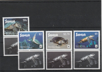 Samoa 2016-Fauna,WWF,Testoase,Serie 4 valori,cu vignete V,,MNH,Mi.1348-1351 foto