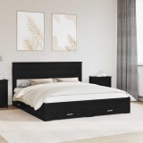 vidaXL Cadru de pat cu sertar cu headboard cu depozitare Lemn compozit 3409959