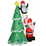 HOMCOM brad gonflabil, decoratiune Craciun cu led, decoratiune gonflabila, brad si mos craciun 243 cm | Aosom Romania