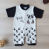 Cumpara ieftin Salopeta maneca scurta si pantaloni scurti panda bumbac 0-9 luni