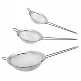 Set 3 bucati site bucatarie, otel, 5.5, 7 si 8 cm diametru, argintiu