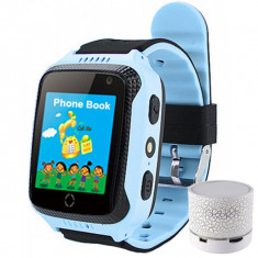 Ceas GPS Copii iUni Kid530, Touchscreen, Telefon incorporat, Bluetooth, Camera 1.3MP, Lanterna, Buton SOS, Albastru + Boxa Cadou foto