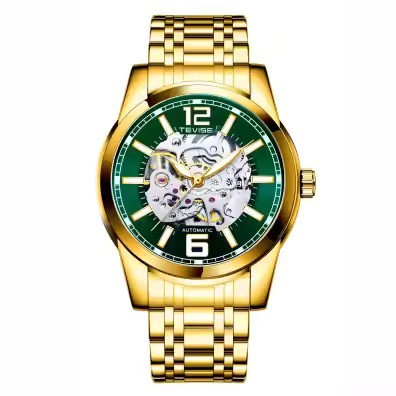 Ceas barbatesc de mana Tevise Elegant Casual Fashion Mecanic Automatic Business Auriu foto