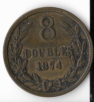 Moneda 8 doubles 1874 - Guernsey foto