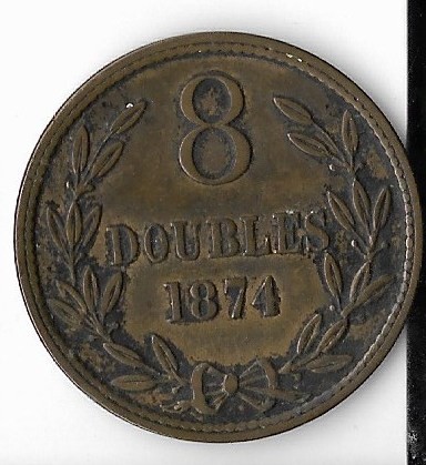 Moneda 8 doubles 1874 - Guernsey