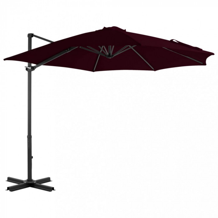 Umbrelă suspendată cu st&acirc;lp din aluminiu, roșu, 300 cm